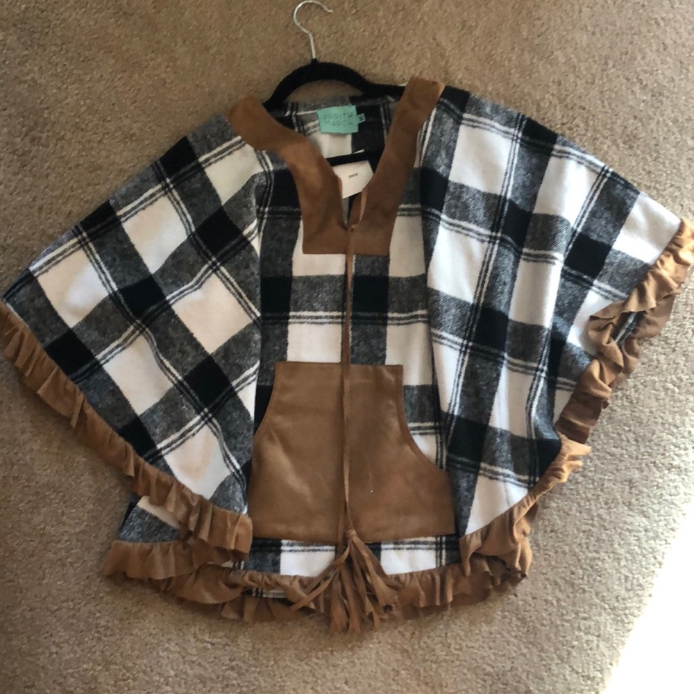 Plaid poncho
